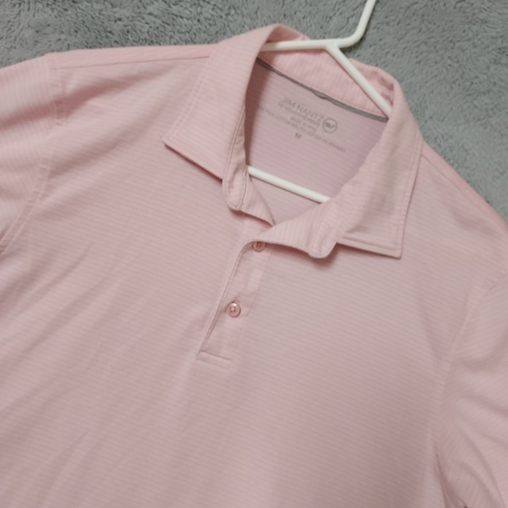 Vineyard Vines Polo Shirt Mens Medium Jim Nantz Pima Cotton Striped Pink Jersey